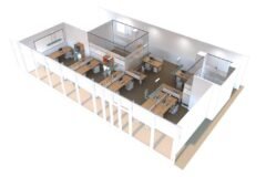 Office interior with furniture and finishes, CRE managed office